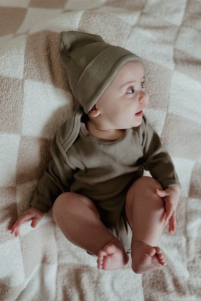 Organic Waffle Onesie GenderNeutral Baby Bodysuit Newborn Onesie