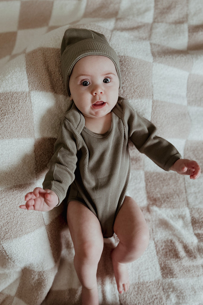 Organic Waffle Onesie GenderNeutral Baby Bodysuit Newborn Onesie